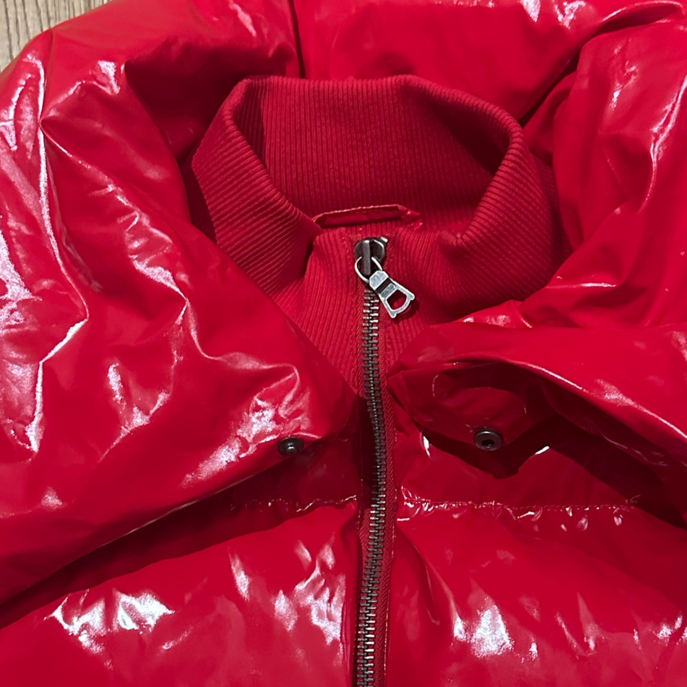 Alice + Olivia Glossy Red Puffer Jacket - Picture 12 of 15